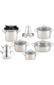 Resim Milanor Rosso Prestige 18 Parça Çeyiz Seti –18/10 Çelik- Klipso Düdüklü + Aile Çaydanlık + Cezve Set 