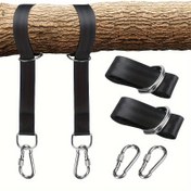 Resim 1/2 adet Dayanıklı Siyah Polyester Hamak Sallantısı Asma Kemerli Çelik Alaşımlı saç tokası ile - Açık Hava Kampı ve Yürüyüş için İdeal, Kamp Ekipmanı | Ayarlanabilir Hamak | Dayanıklı Kumaş, Hamak Aksesuarları 