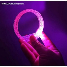 Resim Techmrt Pembe Led Işıklı Baskı Yapılabilen Pilli Bileklik Bilezik 1,5 Cm Genişlik 3 