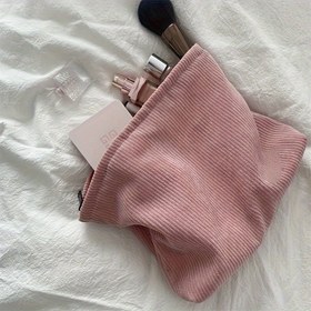 Resim Moda ve hafif korduroy makyaj çantası, fermuarlı taşınabilir güvenli tuvalet düzenleyicisi, minimalist seyahat çantası, günlük depolama için uygun, hem erkekler hem de kadınlar için uygun 