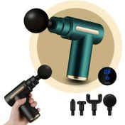 Resim 4’ü 1 Arada Şarj Edilebilir Taşınabilir Mini Masaj Tabancası, LED Ekran, Çok Renk Seçeneği ve 4 Aksesuar | USB Şarj | Lityum Pil Teknolojisi, Babalar Günü, Şükran Günü, Noel Gibi Özel Günler İçin İdeal Hediye 