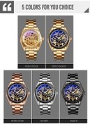 Resim Yingfu Skmeı 9194 Erkekler Mekanik Dişli Kadranı Otomatik Mekanik Saat Siyah Çok Renkli/ Çok Renkli 