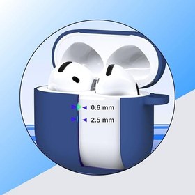 Resim İkili Set | AirPods 4. Nesil Uyumlu Premium Silikon Kulaklık Kılıfı, Çizilmeye ve Darbeye Dayanıklı İkili Silikon Kulaklık Kılıfı Seti (2.5 MM KALINLIK) (Lacivert - Pembe) 