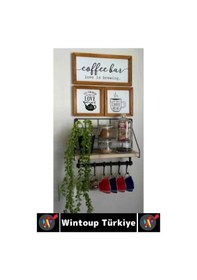 Resim Dayanıklı Kolay Montaj Mutfak Kahve Köşesi Dolap Tezgah Üstü Düzenleyici Estetik Metal Askılıklı Raf Çok Renkli 