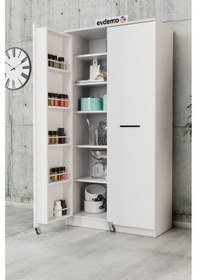 Resim Art 2 Kapaklı Erzak Kiler Mutfak Dolabı Beyaz 