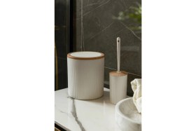 Resim 2'li Banyo Seti, Çöp Kovası ve Wc Fırçalık, Beyaz, Hacim: 6 Litre 