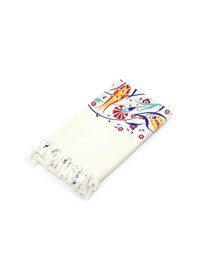 Resim Sarı Lale Çini Baskılı Pamuk Bambu Peştemal 