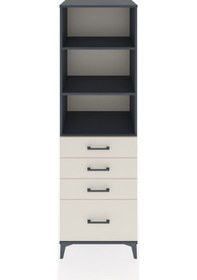 Resim Hyperion Dolap 3 Raflı 4 Çekmeceli 60x44x195 Antrasit-aytaşı Antrasit 