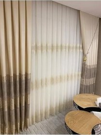 Resim Titanum Nakışlı 1/3 Sık Pile Tül Perde,Krem 100 X 260 
