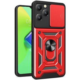 Resim artlab Art İnfinix Hot 40 Pro Kılıf Pars Lens Yüzüklü Silikon - Kırmızı Lab 