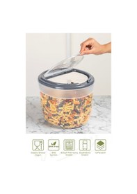 Resim 2'li 8 Litre Büyük Boy Plastik Saklama Kabı Koyu Gri Kapaklı Koyu Gri 