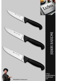 Resim İncisive Serisi Mutfak Bıçak Seti Et Sebze Bıçağı 3 Parça Mft-247 Siyah 