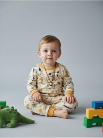 Resim Zekids Erkek Bebek Pamuklu Safari Desenli Pijama Takımı-16848 Çok Renkli 