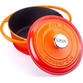 Resim Lava Döküm Oval Tencere. Ölçü 23X29Cm Turuncu 