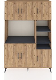 Resim Hyperion Dolap 10 Raflı 6 Kapaklı 132x44x195 Çam-çam/antrasit Çam 