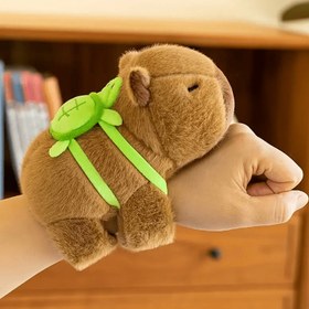 Resim 1 Adet Sevimli Molutian Kapibara Peluş Oyuncak - Yeşil Kaplumbağa Tasarımlı Yumuşak Derin Kahverengi Polyester Dolgulu Hayvan, Ev Ofis Dekoru için Kawaii Çöl Temalı Figür, Hayvan Severler & Koleksiyoncular İçin Şirin Hediye 