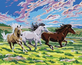 Resim Sayılarla Boyama Seti - Atlar - 60x75 