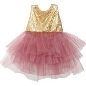 Resim Moms and Babies Kız Çocuk Bebek Pembe Ve Gold Renkli Abiye Elbise Mevlit Elbisesi 0-7 Yaş Gold-pembe 