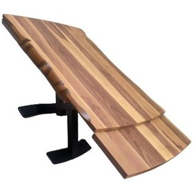 Resim Masa KÜTÜK DESEN Takım Model X metal transmisyon ayak Açılır Benc ve tel sandalye-tabure El Yapım 