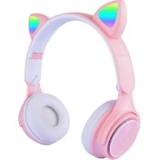 Resim Zore M6 Pro Cat Rgb LED Işıklı Kedi Kulağı Band Tasarımlı Ayarlanabilir ve Katlanabilir Kulak Üstü Bluetooth Kulaklık, P 