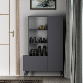 Resim Meltem Çelik - BMdekor Çok Amaçlı Dolap Artes Antrasit 