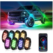 Resim Symbee Led Araba ışıkları, 16m Renk, Müzik Senkronizasyonu, App Bt Kontrol, Parlaklık Ayarı 8 Adet Siyah 