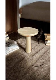 Resim Doğal Masif Ahşap Tekli Yan Sehpa Naturel Renk Mantar Sehpa - Fiskos Zigon Çiçeklik Naturel 