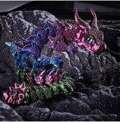 Resim Cloud011 1 Adet 3d Baskılı Çift Boynuzlu Ejderha Figürü Rastgele Göz Renkli Mavi Beyaz Ev Ofis Dekor 