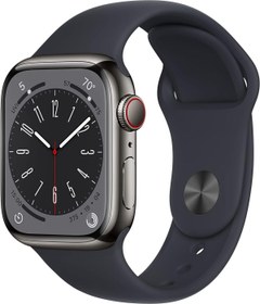 Resim TechGo Apple Watch Series 8 [gps Cellular 41 Mm] Akıllı Saat, Grafit Paslanmaz Çelik Kasa Ve Gece Yarısı 