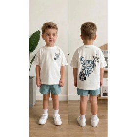 Resim Elibaby Pamuklu Oversize Baskılı Tişört (Kırık Beyaz) 