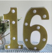 Resim Elmpaly 16 Altın 1 Adet Kalın Altın Işıklı Sayı Kombinasyonu 215 Cm Yükseklik Led Işıklı Sayı Gece Partisi Dekorasyonu Pil İle Çalışar 