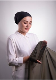 Resim Hürrem Bone Haki Pratik Hazır Geçmeli Şal Şifon Boru Boneli 3001_09 