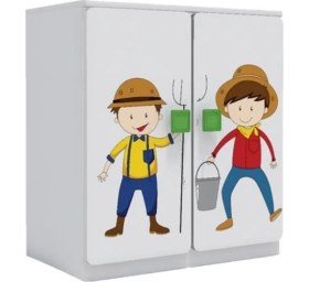 Resim Woody Life 2 Kapaklı Çocuk Odası Anaokulu Kreş Dolap Meslek Temalı 