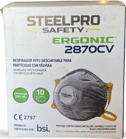 Resim Steelpro 2870cv Ffp2 Nr Aktif Karbonlu Konik Maske 10 Adet-kutu 
