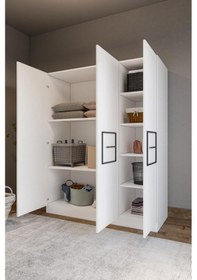 Resim Zarif M Siyah Şeritli Beyaz Yüklük-dolap 