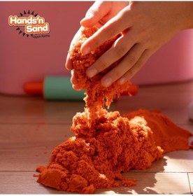 Resim Playever Hands N Sand Doğal Kinetik Oyun Kumu 500gr Çocuklar İçin Güvenli, Toksik Madde İçermeyen, Yapışmayan, Kolay Şekil Alan Duyusal Oyun Kumu Etkinlik Oyuncağı 3+ Yaş Turuncu 