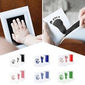Resim 2'li Bebek El İzleri & Ayak İzleri DIY Kiti, Toksik Olmayan Siyah Mürekkep Padi ile 2 Kağıt, Yeni Doğan Hatırası Dökümü, Bebek El & Ayak Kalıpları, Kağıt Malzemesi 