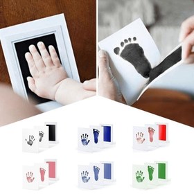 Resim 2'li Bebek El İzleri & Ayak İzleri DIY Kiti, Toksik Olmayan Siyah Mürekkep Padi ile 2 Kağıt, Yeni Doğan Hatırası Dökümü, Bebek El & Ayak Kalıpları, Kağıt Malzemesi 