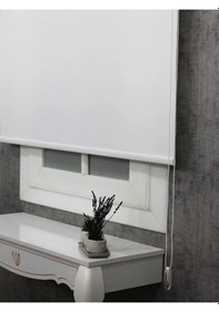 Resim Geniş Plisilimlie Beyaz Eteği D Stor Zebra Güneşlik Perde Alüminyum Kasa, Metal Ayak 