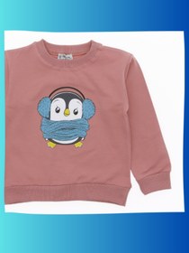 Resim edoy Sweat Penguen Baskılı Temalı Kız Bluz 2 İp Şardonlu 