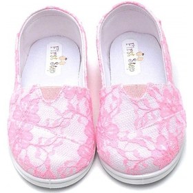 Resim Dantelli Çocuk Keten Babet Ayakkabı-pembe-f-4001 Pembe 