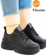 Resim Devida 6 Cm Yüksek Taban Kadın Siyah Spor Ayakkabı Rahat Air Günlük Sneaker X401 Vega Serisi 