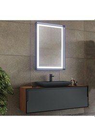 Resim Orka Craft 120 Cm Ceviz-Antrasit Banyo Dolabı Alt Modül Ve Lavabo Antrasit 