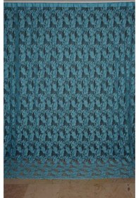 Resim Yaprak Model Turkuaz Renk Ip Perde Hazır Düğmeleri Dikilmiş Ip P Turkuaz 