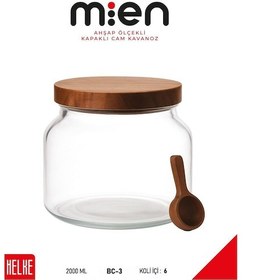 Resim Mien Akasya Kapak Mega Cam Kavanoz 2000ml Ahşap - Şeffaf 