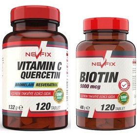 Resim Nevfix Vitamin C 1000 MG 120 Tablet Biotin 5000 Mcg 120 Tablet 