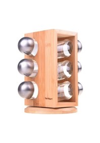 Resim Bambum Tina 6'Lı Dönen Standlı Baharat Seti Şeffaf 