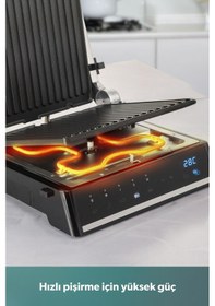 Resim Homend Grilliant 1341h Inox Gövdeli, Döküm Plakalı, 5 Programlı, Led Ekranlı Tost Ve Izgara Makinesi 