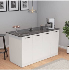 Resim Patentli 160lık Benzila Siyah Kulplu Ada Mutfak, Mutfak Dolabı, Çok Amaçlı Dolap Siyah - Beyaz 