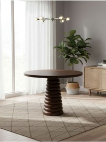 Resim Spirra Yuvarlak Ahşap Yemek Masası 120x120 Ceviz 